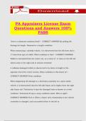 PA Appraisers License Exam Questions and Answers 100&percnt; PASS
