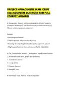 PROJECT MANAGEMENT EXAM SCRIPT 2026 COMPLETE QUESTIONS AND FULL CORRECT ANSWERS
