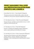 PROJECT MANAGEMENT FINAL PAPER 2026 CERTIFICATION EVALUATION EXAMS COMPLETE Q AND A GRADED A&plus;