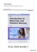 INTRODUCTION TO MATERNITY AND PEDIATRIC NURSING 8TH EDITION LEIFER TEST BANK &vert; CHAPTER 1- 34 &comma; All Chapters 