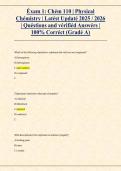 CHEM 110 Exam 1 &ndash; Physical Chemistry &vert; Verified Questions & Answers &vert; 100&percnt; Correct &vert; Grade A &lpar;2026&rpar;