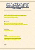 CHEM 110 Exam 1 &ndash; Physical Chemistry &vert; Verified Questions & Answers &vert; 100&percnt; Correct &vert; Grade A &lpar;2026&rpar;