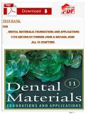 TEST BANK   FOR    DENTAL MATERIALS&colon; FOUNDATIONS AND APPLICATIONS 11TH EDITION BY POWERS JOHN & WATAHA JOHN  ALL 15 CHAPTERS 