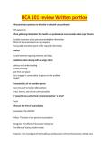 HCA 101 Review Written Portion - HCA EXAM STUDY GUIDE ACCURATE QUESTIONS AND CORRECT DETAILED ANSWERS WITH RATIONALES &vert;&vert; 100&percnt; GUARANTEED PASS <BRAND NEW VERSION>