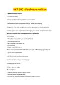 HCA 100 - HCA EXAM STUDY GUIDE ACCURATE QUESTIONS AND CORRECT DETAILED ANSWERS WITH RATIONALES &vert;&vert; 100&percnt; GUARANTEED PASS <BRAND NEW VERSION>