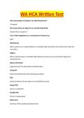 WA HCA Written Test - HCA EXAM STUDY GUIDE ACCURATE QUESTIONS AND CORRECT DETAILED ANSWERS WITH RATIONALES &vert;&vert; 100&percnt; GUARANTEED PASS <BRAND NEW VERSION>