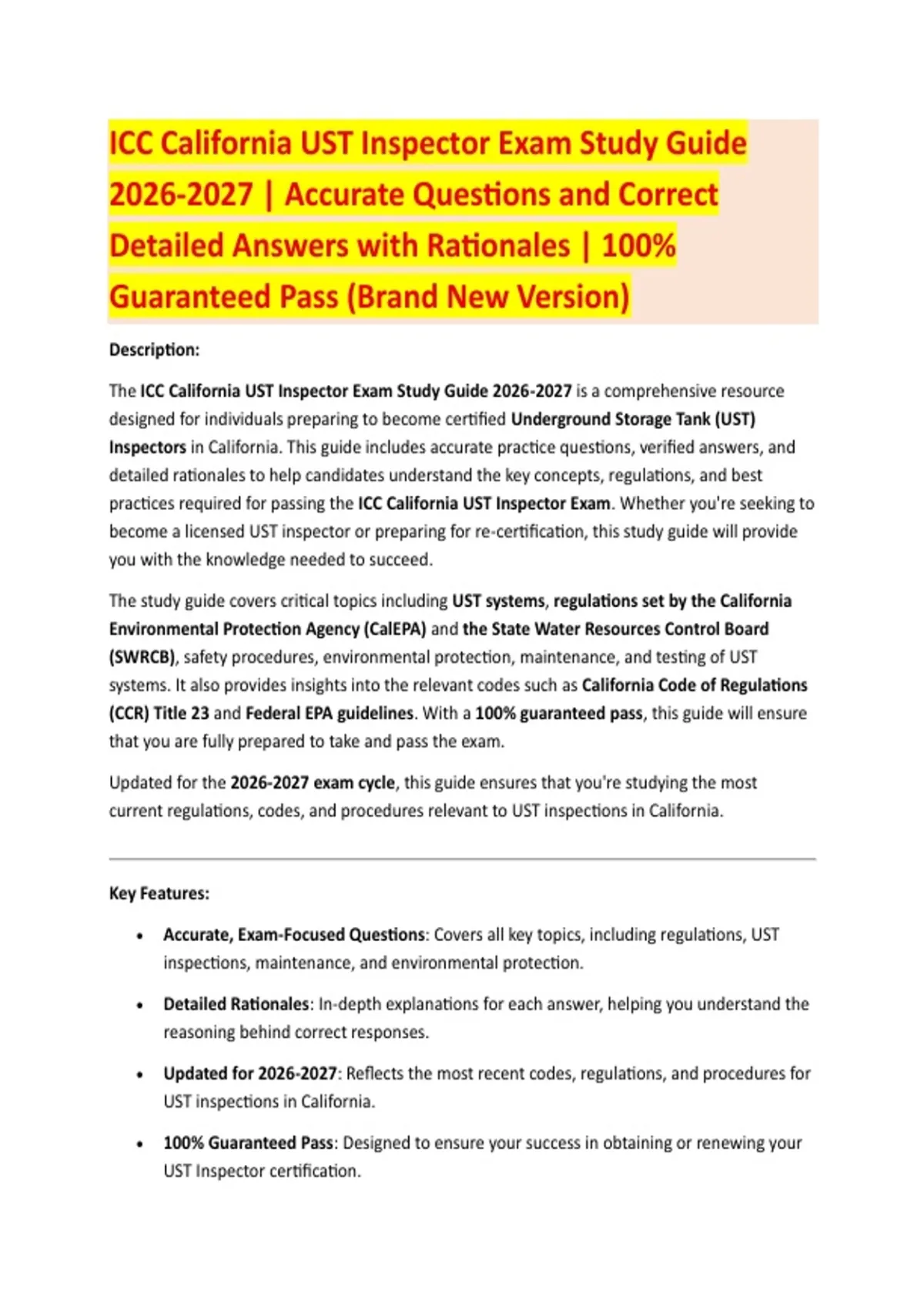 ICC California UST Inspector Exam Study Guide 2026 - ICC EXAM STUDY ...