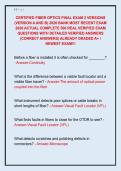 CERTIFIED FIBER OPTICS FINAL EXAM 2 VERSIONS  &lpar;VERSION A AND B&rpar; 2026 BANK MOST RECENT EXAM  2026 ACTUAL COMPLETE 500 REAL VERIFIED EXAM  QUESTIONS WITH DETAILED VERIFIED ANSWERS  &lpar;CORRECT ANSWERS&rpar; ALREADY GRADED A&plus; &sol;  NEWEST EXAM&excl;&excl;&excl; 