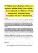 UK Political System - POLITICAL SYSTEM EXAM STUDY GUIDE ACCURATE QUESTIONS AND CORRECT DETAILED ANSWERS WITH RATIONALES &vert;&vert; 100&percnt; GUARANTEED PASS <BRAND NEW VERSION>