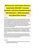 NHS Structure and Function Overview Study Guide 2026 - NHS EXAM STUDY GUIDE ACCURATE QUESTIONS AND CORRECT DETAILED ANSWERS WITH RATIONALES &vert;&vert; 100&percnt; GUARANTEED PASS <BRAND NEW VERSION>
