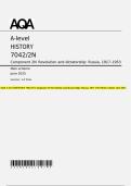 AQA A-level HISTORY 7042&sol;2N Component 2N Revolution and dictatorship&colon; Russia&comma; 1917&ndash;1953 Mark scheme June 2025