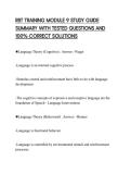 RBT TRAINING MODULE 9 STUDY GUIDE SUMMARY WITH TESTED QUESTIONS AND 100&percnt; CORRECT SOLUTIONS