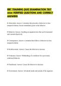 RBT TRAINING QUIZ EXAMINATION TEST 2026 VERIFIED QUESTIONS AND CORRECT ANSWERS