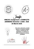 IRM1501 Assignment 1 &lpar;COMPLETE ANSWERS&rpar; Semester 1 2026 - DUE 20 March 2026&semi; 100&percnt; Correct solutions and explanations&period;