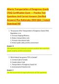 Alberta Transportation of Dangerous Goods  &lpar;TDG&rpar; Certification Exam &mdash; Practice Test  Questions And Correct Answers &lpar;Verified  Answers&rpar; Plus Rationales 2026 Q&A &vert; Instant  Download Pdf 