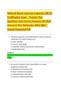 National Board Inservice Inspector &lpar;NB IS&rpar;  Certification Exam &ndash; Practice Test  Questions And Correct Answers &lpar;Verified  Answers&rpar; Plus Rationales 2026 Q&A &vert;  Instant Download Pdf 