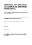 COMMUNITY AND PUBLIC HEALTH NURSING ACTUAL TEST PAPER 2026 QUESTIONS WITH ANSWERS GRADED A&plus;