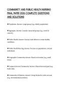 COMMUNITY AND PUBLIC HEALTH NURSING FINAL PAPER 2026 COMPLETE QUESTIONS AND SOLUTIONS