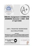 IRM1501 Assignment 2 &lpar;COMPLETE ANSWERS&rpar; Semester 1 2026 - DUE 17 April 2026&semi; 100&percnt; Correct solutions and explanations&period;