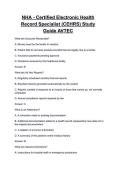 NHA - Certified Electronic Health Record Specialist &lpar;CEHRS&rpar; Study Guide AVTEC &vert;Questions and Correct Answers &lpar;100&percnt; VERIFIED&rpar;&vert; 2026&sol;2027