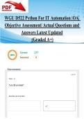 WGU D522 Python For IT Automation &vert;OA&vert; Objective Assessment&vert; Actual Questions and Answers Latest Updated 2026&sol;2027 &lpar;Graded A&plus;&rpar;