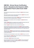 NBCSN - School Nurse Certification  Exam &vert; Questions And Answers &vert;100&percnt;  Guaranteed Pass&excl;&excl;Latest Exam 2026- 2027 