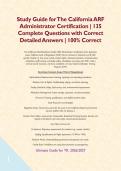Study Guide for The California ARF Administrator Certification &vert; 135 Complete Questions with Correct Detailed Answers &vert; 100&percnt; Correct  