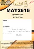 MAT2615 Assignment 3 &lpar;COMPLETE ANSWERS&rpar; 2026 - DUE June 2026