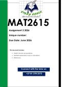 MAT2615 Assignment 3 &lpar;QUALITY ANSWERS&rpar; 2026