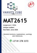 MAT2615 Assignment 3 &lpar;DETAILED ANSWERS&rpar; 2026 - DISTINCTION GUARANTEED