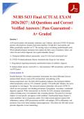 NURS 5433 Final ACTUAL EXAM 2026&sol;2027 &vert; All Questions and Correct Verified Answers &vert; Pass Guaranteed - A&plus; Graded