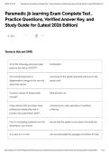 Paramedic jb learning Exam Complete Test &comma; Practice Questions&comma; Verified Answer Key&comma; and Study Guide for &lpar;Latest 2026 Edition&rpar;