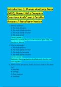 Introduction to Human Anatomy Exam  &lpar;MCQ&rpar; Newest With Complete  Questions And Correct Detailed  Answers&vert; Brand New Version 