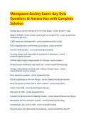 Menopause Society Exam&colon; Key Quiz  Questions & Answer Key with Complete  Solution