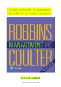 Test Bank for Principles of Management &lpar;14th Edition&comma; Stephen P&period; Robbins&rpar; &ndash; Complete exam questions and study material