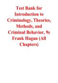 Test Bank&colon; Introduction to Criminology&colon; Theories&comma; Methods&comma; and Criminal Behavior &lpar;9th Edition&rpar; &ndash; Frank E&period; Hagan