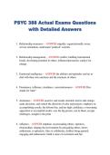 PSYC 388 Actual Exams Questions  with Detailed Answers