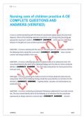 Nursing Care of Children Practice A OE &ndash; Complete Verified Questions and Answers &ndash; Latest Update 2026&ndash;2027 BUNDLE