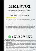 MRL3702 Assignment 1 &lpar;COMPLETE ANSWERS&rpar; Semester 1 2026 - DUE 12 March 2026