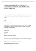 NUR351&colon; EVIDENCE-BASED PRACTICE TEST 1 &vert; QUESTIONS AND ANSWERS &vert; 2026 UPDATE &vert; WITH COMPLETE SOLUTION