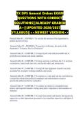 TX DPS General Orders EXAM QUESTIONS WITH CORRECT SOLUTIONS&vert;&vert;ALREADY GRADED A&plus;&vert;&vert;UPDATED 2026&sol;2027 SYLLABUS&vert;&vert;<<NEWEST VERSION>