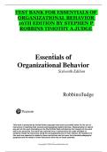 Essentials of Organizational Behavior &ndash; 16th Edition by Stephen P&period; Robbins & Timothy A&period; Judge &ndash; Test Bank with Practice Questions and Answers
