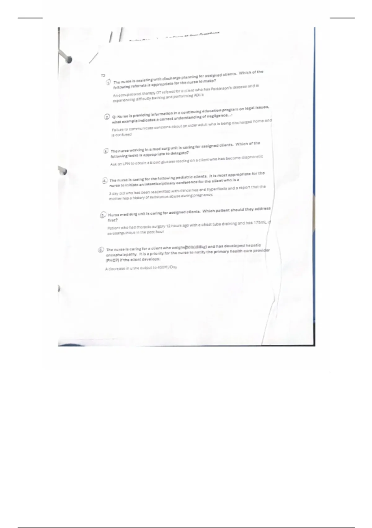 NUR 101 Practice Questions for Nursing Students | Questions and Answers ...