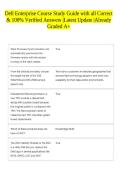 Dell Enterprise Course Study Guide with all Correct & 100&percnt; Verified Answers &vert;Latest Update &vert;Already Graded A&plus; 