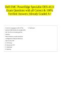 Dell EMC PowerEdge Specialist DES-4121 Exam Questions with all Correct & 100&percnt; Verified Answers &vert;Already Graded A&plus; 