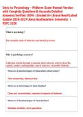Intro to Psychology - Midterm Exam Newest Version  with Complete Questions & Accurate Detailed  AnswersVerified 100&percnt; Graded A&plus;Brand New&excl;&excl;Latest  Update 2026-2027Nova Southeastern University      PSYC 1020