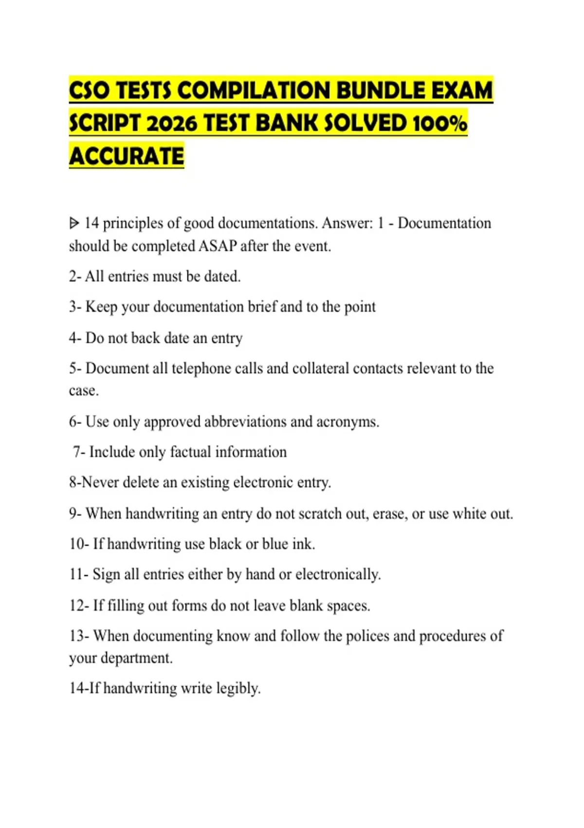 CSO TESTS COMPILATION BUNDLE EXAM SCRIPT 2026 TEST BANK SOLVED 100% ...
