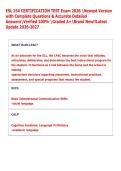 ESL 154 CERTIFICATION TEST Exam 2026 Newest Version  with Complete Questions & Accurate Detailed  AnswersVerified 100&percnt; Graded A&plus;Brand New&excl;&excl;Latest  Update 2026-2027