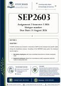 SEP2603 Assignment 2 &lpar;QUALITY ANSWERS&rpar; Semester 2 2026 