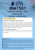  IRM1501 Assignment 1 &lpar;ANSWERS&rpar; Semester 1 2026 - DISTINCTION GUARANTEED